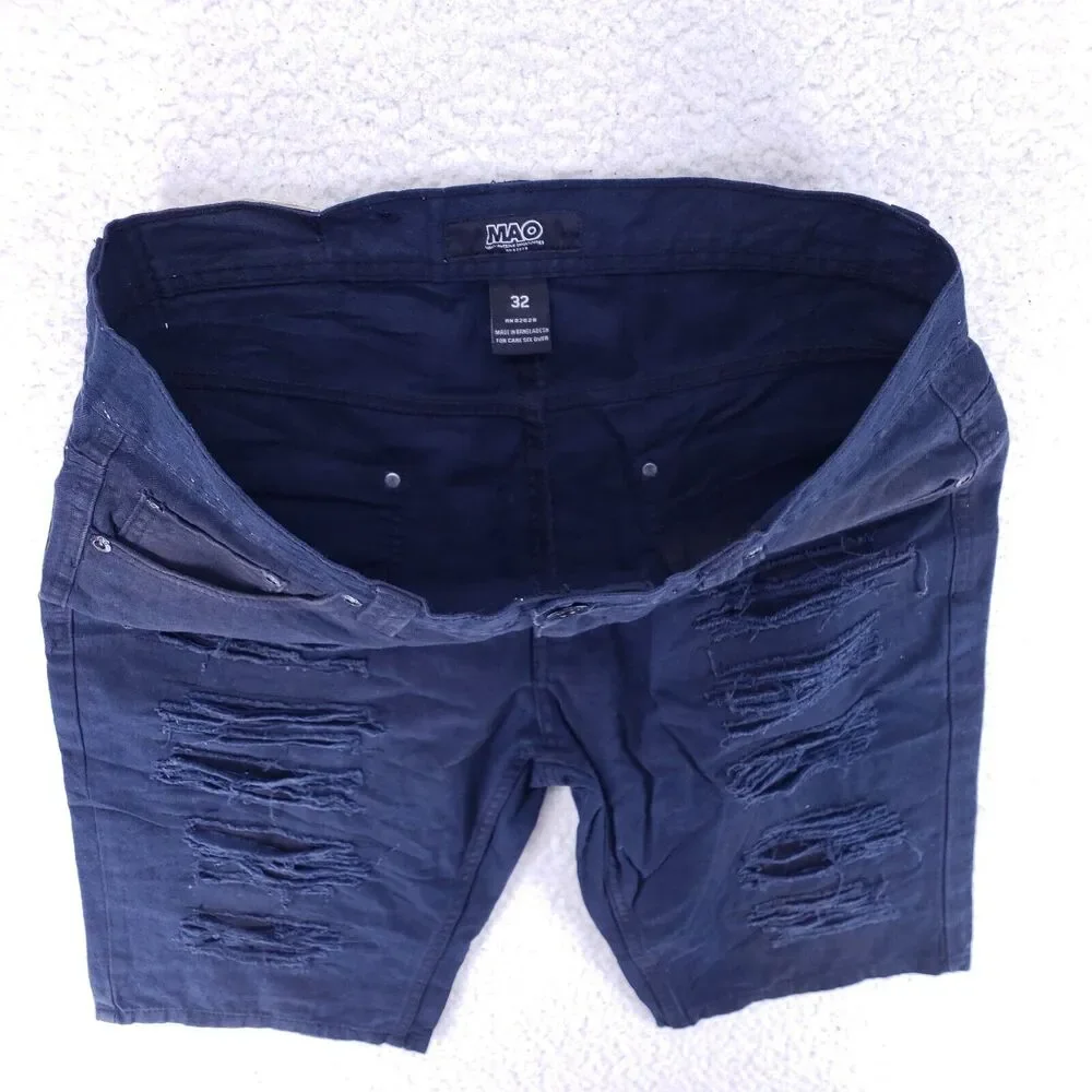 Mao Jean Shorts Denim Cotton Mens SZ 32 Black Straight VTG Baggy 90s Y2K